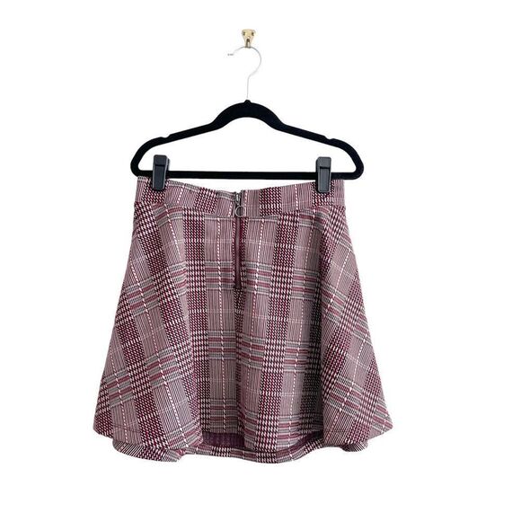 SO Mini Skirt Plaid Burgundy Black Tan Back Zip Skater A-Line Juniors Size S - Picture 2 of 6